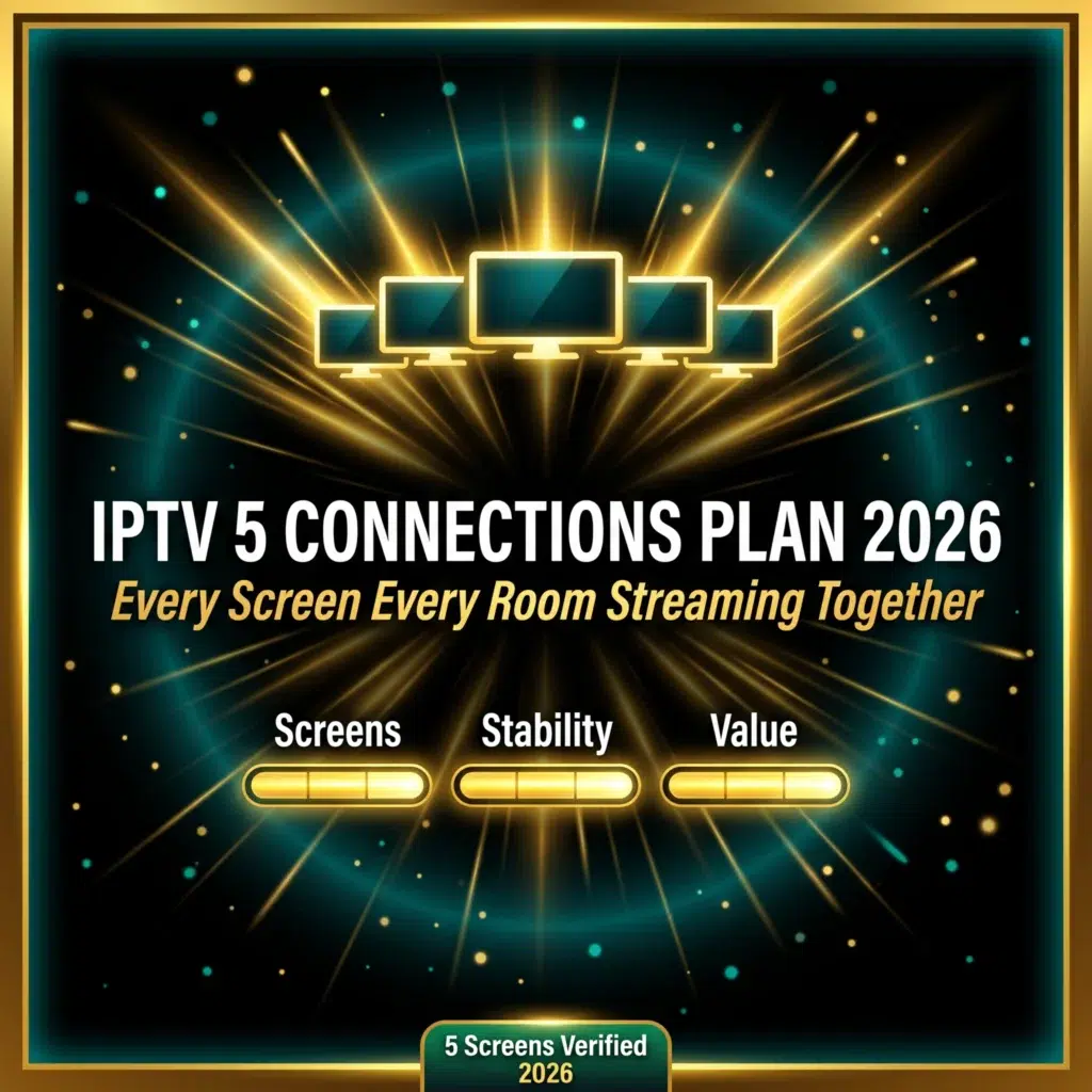 IPTV 5 connections plan 2026 every screen every room streaming together
